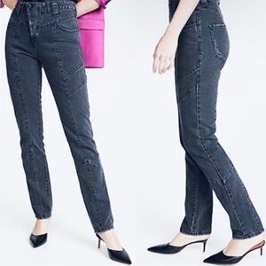 Retrofete high rise gray moto denim Jean